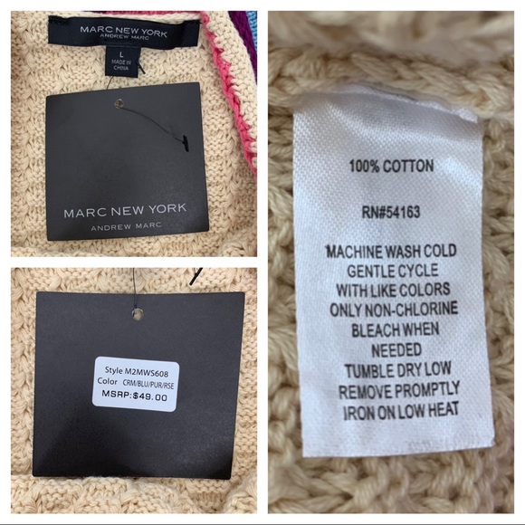 Andrew Marc New York Cream Crocheted Ruffle Stripe Boho Knit Tank Top New Nwt - Picture 13 of 16